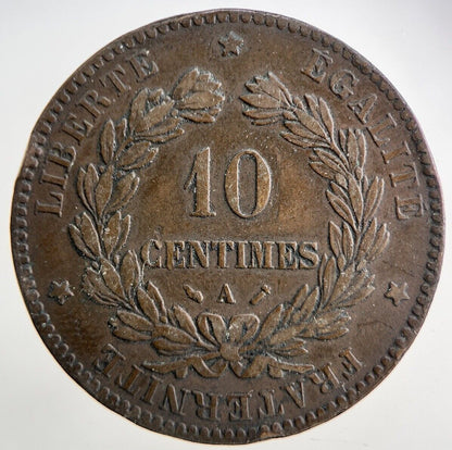 1893 France 10 Centimes Coin | Fine Collectable Grade