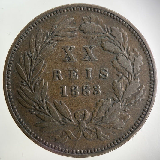 1883 Portugal XX 20 Reis Coin | Fine Collectable Grade