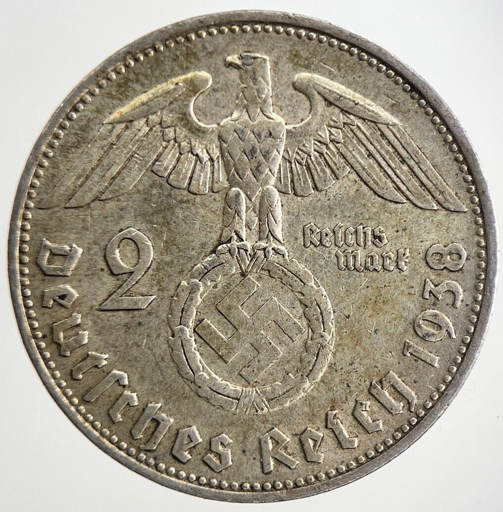 1938 Germany Nazi 2 Mark Silver Coin | Very High Grade