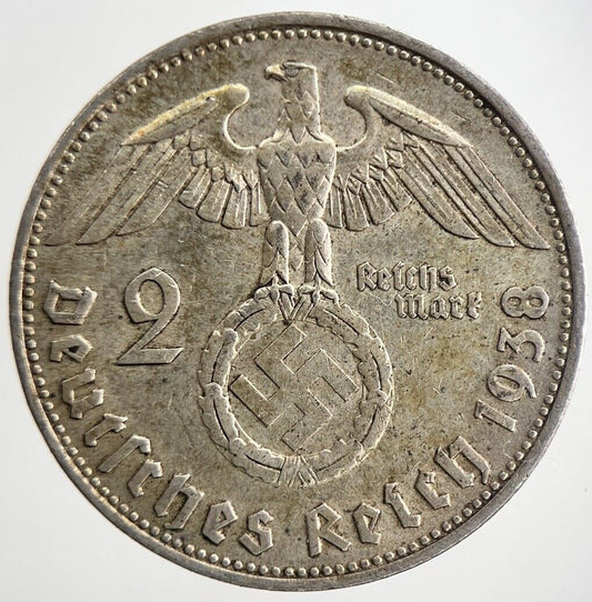 1938 Germany Nazi 2 Mark Silver Coin | Very High Grade