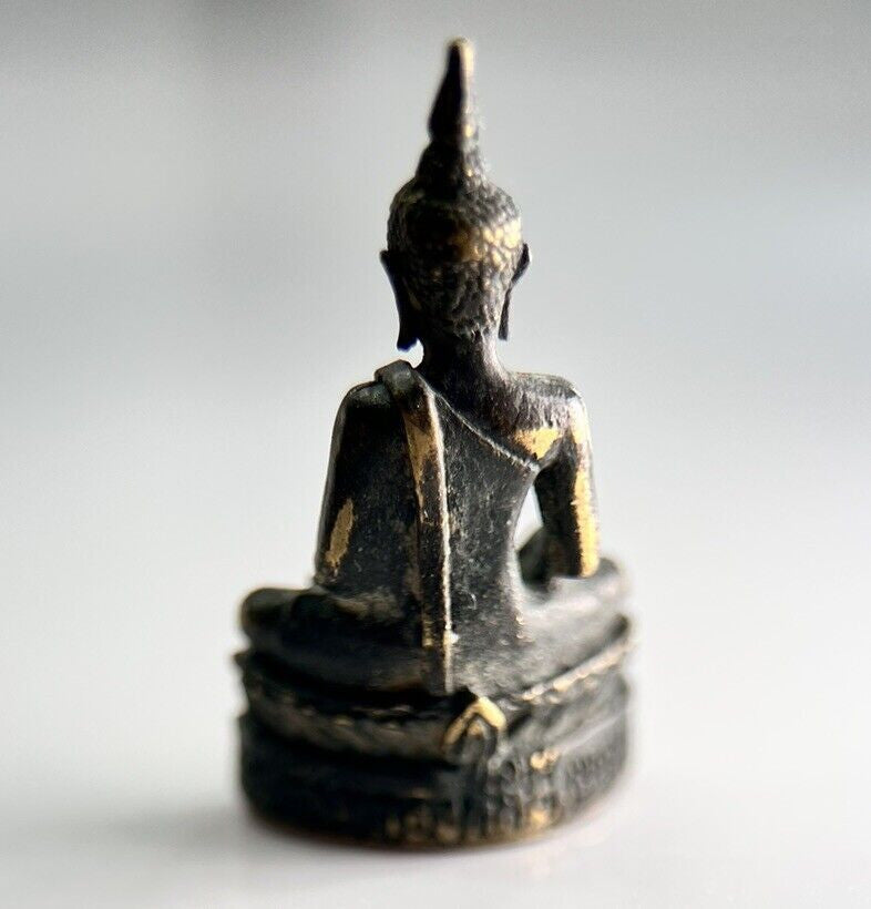 Thailand Old Vintage Thai Buddha Charm Metal Statue | Height 2.6cm
