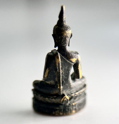 Thailand Old Vintage Thai Buddha Charm Metal Statue | Height 2.6cm