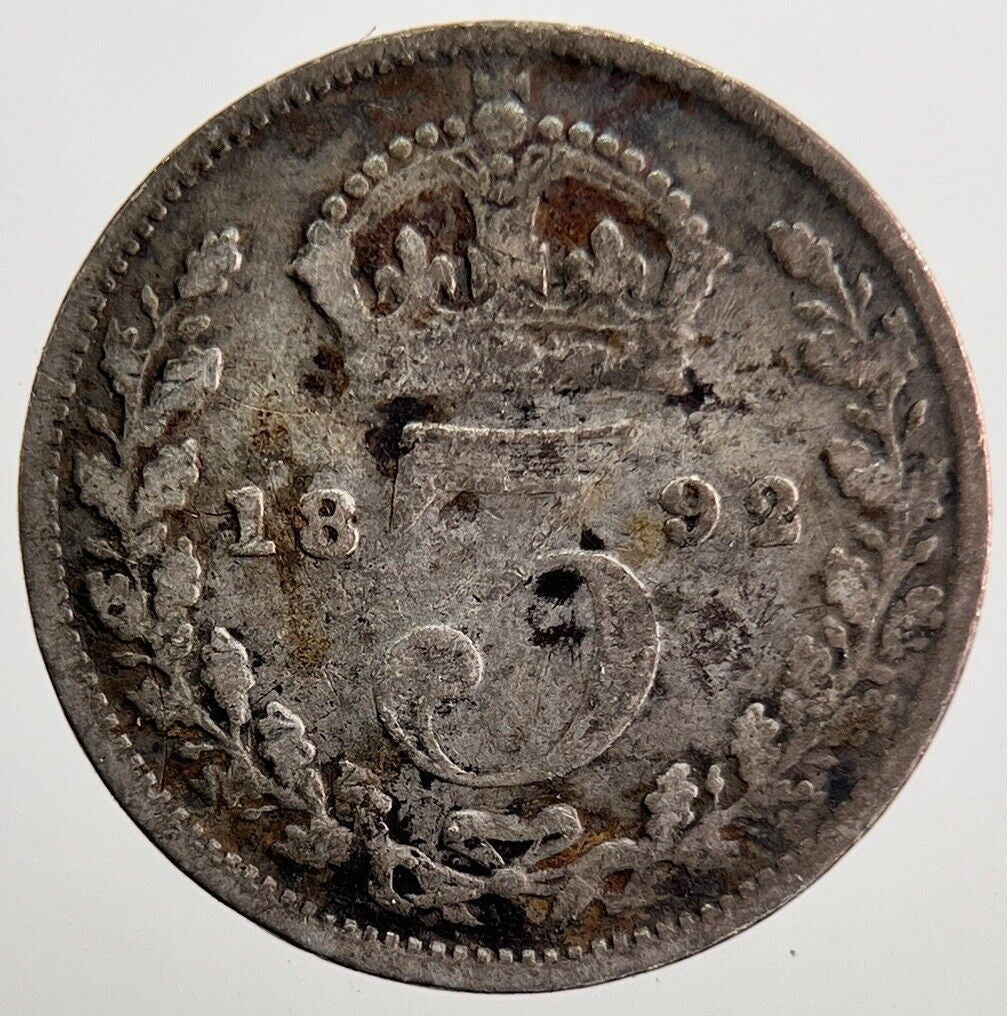 1892 Victoria Threepence Silver Coin | Collectable Grade | a7220