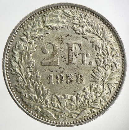 1958 Switzerland Swiss 2 Franc Silver Coin | Very High Grade