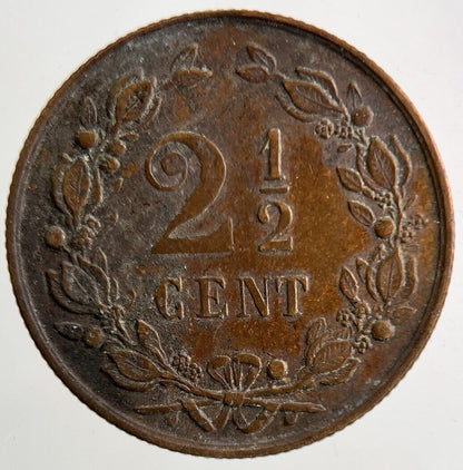 1884 Netherlands 2 1/2 Cent Coin | Very High Grade