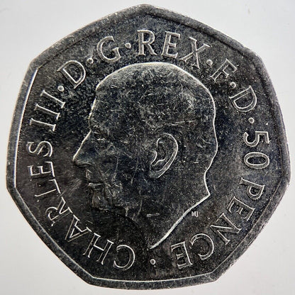 2022 Charles III 3rd Coronation 50 Pence 50p British Coin | Fine Grade | a6217