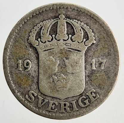 1917 Sweden 25 Ore Silver Coin | Collectable Grade