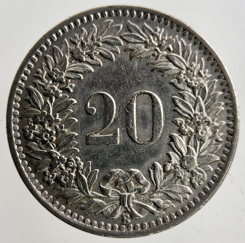 1921 Switzerland Swiss 20 Rappen Coin | Fine Collectable Grade