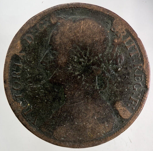 1884 Victoria One Penny Coin | Worn Grade
