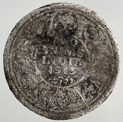 1913 India 2 Annas Silver Coin | Fair Grade