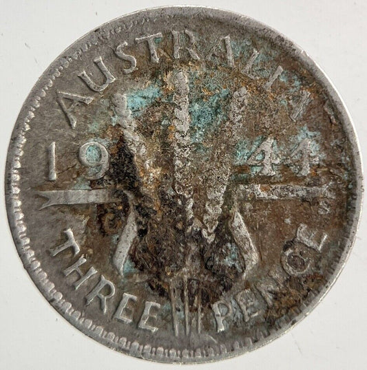 1944 - S Australia Threepence Silver Coin | Fair Grade