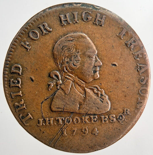 1794 Tried For High Treason Half-Penny Token Coin | Very High Grade | a6526