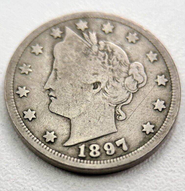 1897 US USA Barber V Cents Nickel Coin | Fine Collectable Grade | a2430
