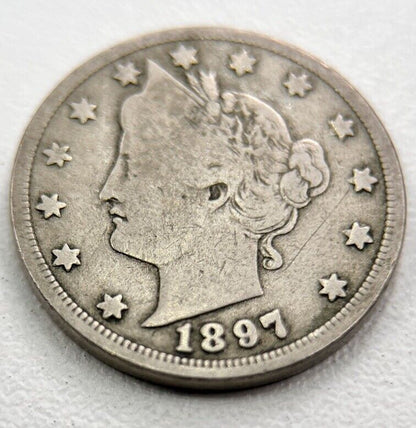 1897 US USA Barber V Cents Nickel Coin | Fine Collectable Grade | a2430