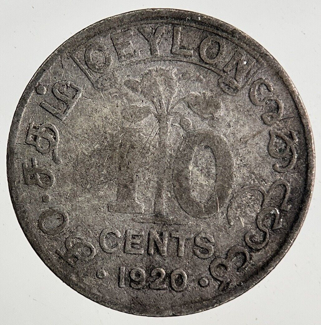 1920 Ceylon 10 Cents Silver Coin | Collectable Grade
