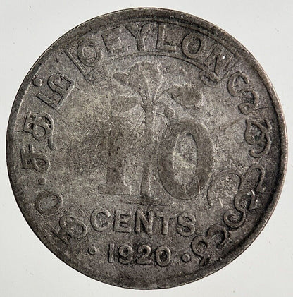1920 Ceylon 10 Cents Silver Coin | Collectable Grade