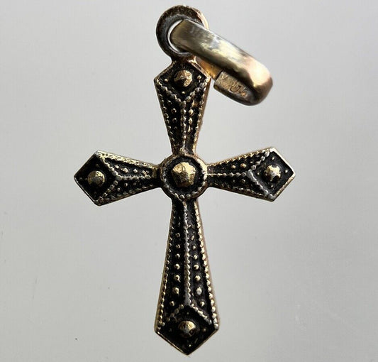 Old Religious Cross Pendant Necklace Charm Amulet | Height 2cm | a2953