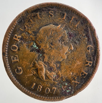 1807 George 3rd III Half - Penny Coin | Fine Collectable Grade