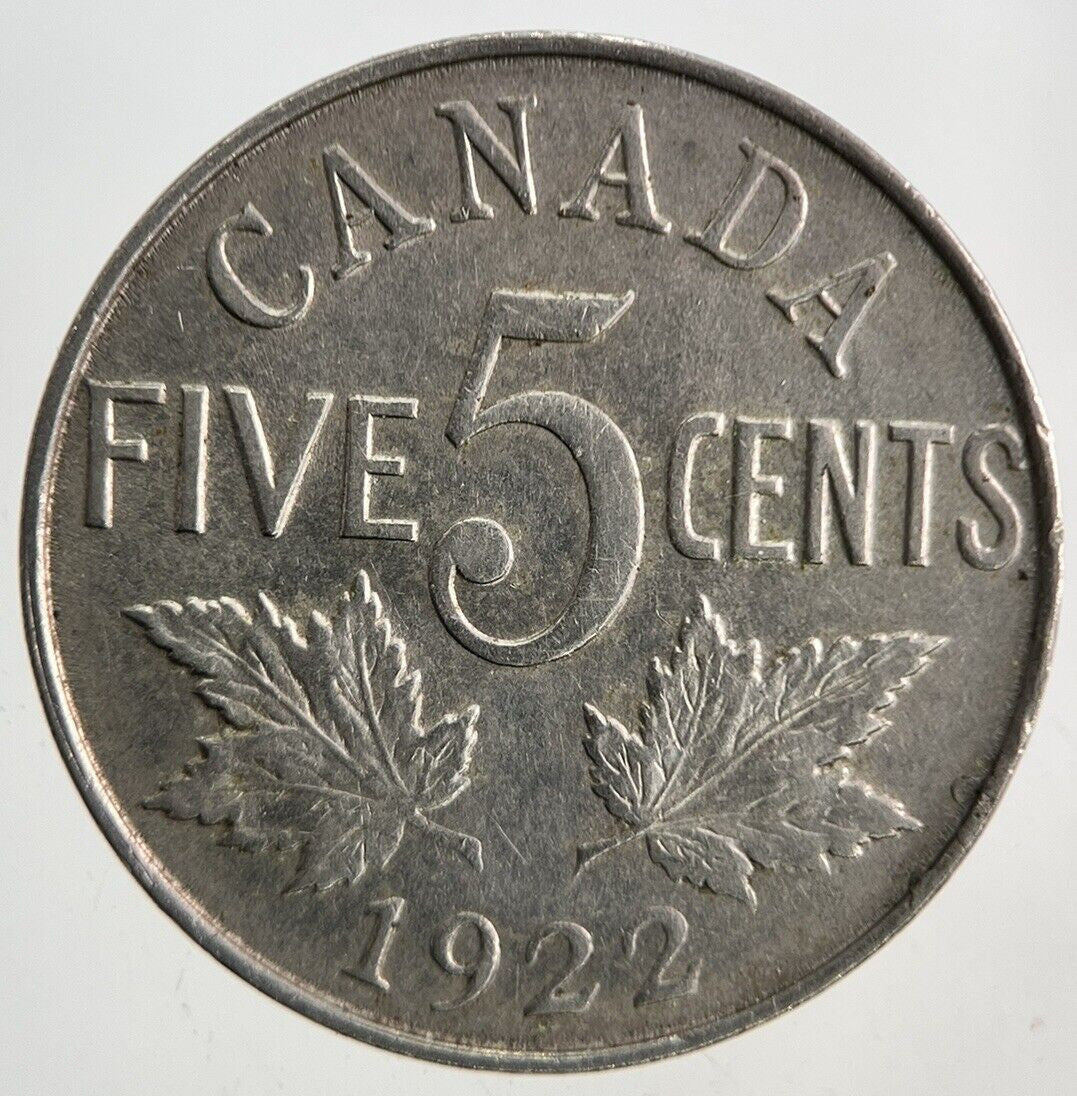 1922 Canada 5 Cents Coin | Fine Collectable Grade