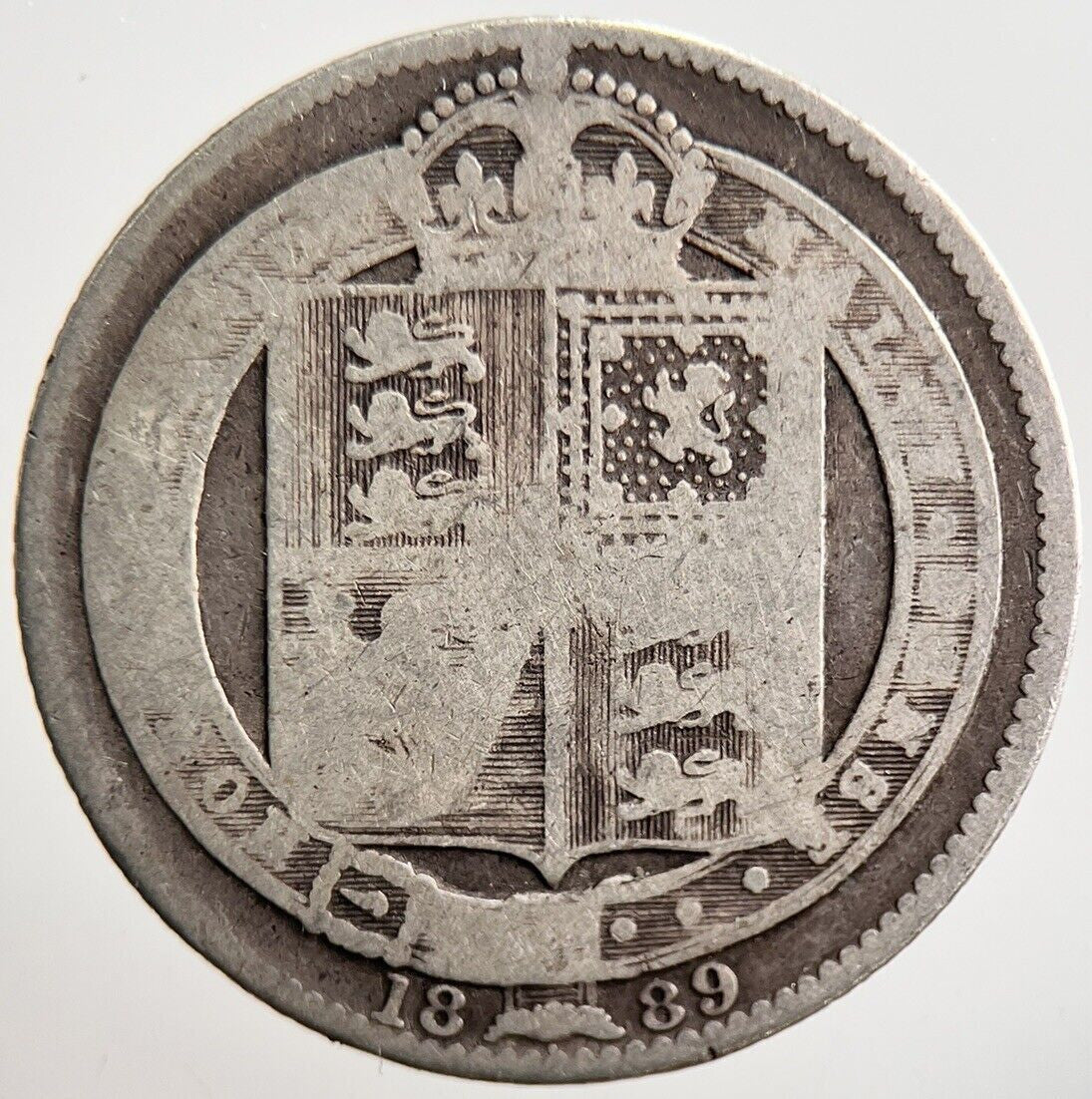 1889 Victoria Shilling Silver Coin | Fair Grade | a3534