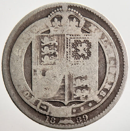 1889 Victoria Shilling Silver Coin | Fair Grade | a3534