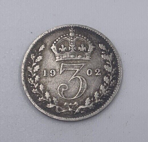 1902 Edward VII Threepence | British Silver Coin | Fine Collectable Grade | a070