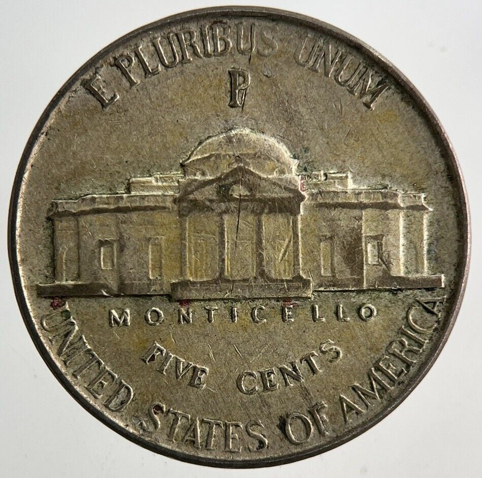 1944 - P US USA Jefferson War Nickel Silver Coin | Fine Collectable Grade