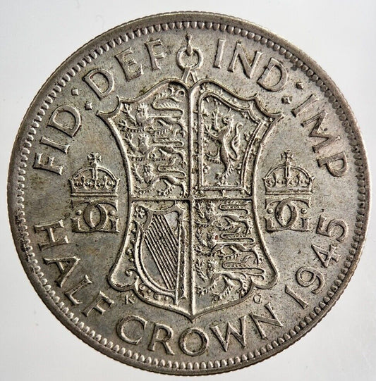 1945 George VI Half - Crown Silver Coin | Fine Collectable Grade | a6513