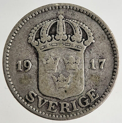 1917 Sweden 25 Ore Silver Coin | Collectable Grade | a8766