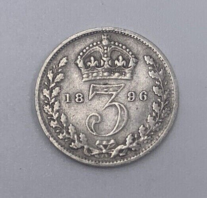 1896 Victoria Threepence | British Silver Coin | Collectable Grade | a50