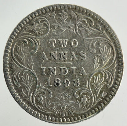 1898 India 2 Annas Silver Coin | Very High Grade