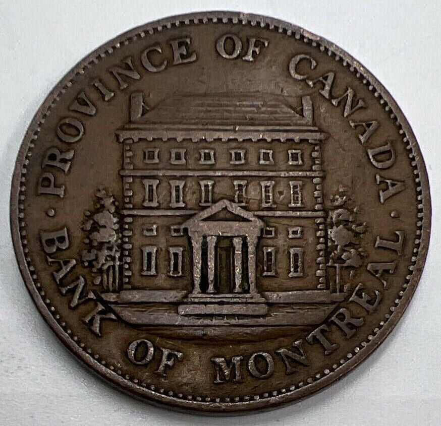 1844 Bank of Montreal Half - Penny Token Coin | Very Fine Grade | a1420