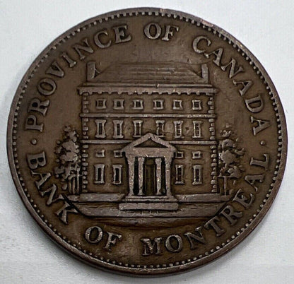 1844 Bank of Montreal Half - Penny Token Coin | Very Fine Grade | a1420