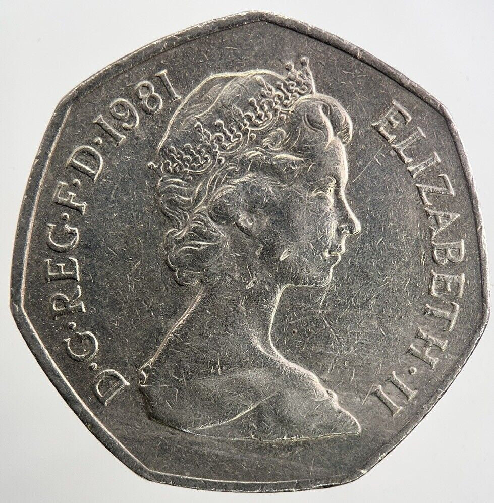 1981 Elizabeth II 2nd 50p 50 Fifty - Pence Coin | Very High Grade