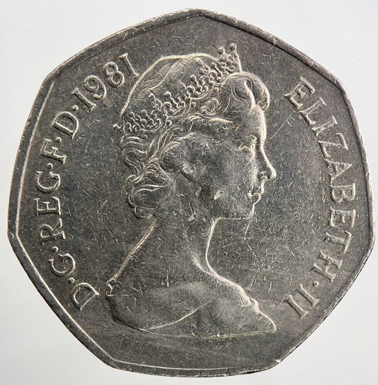 1981 Elizabeth II 2nd 50p 50 Fifty - Pence Coin | Very High Grade