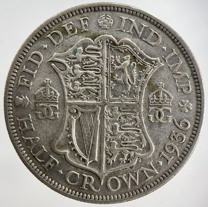 1936 George V Half - Crown Silver Coin | Fine Collectable Grade