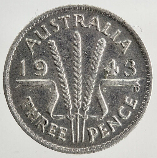 1943 - D Australia Threepence Silver Coin | Fine Collectable Grade