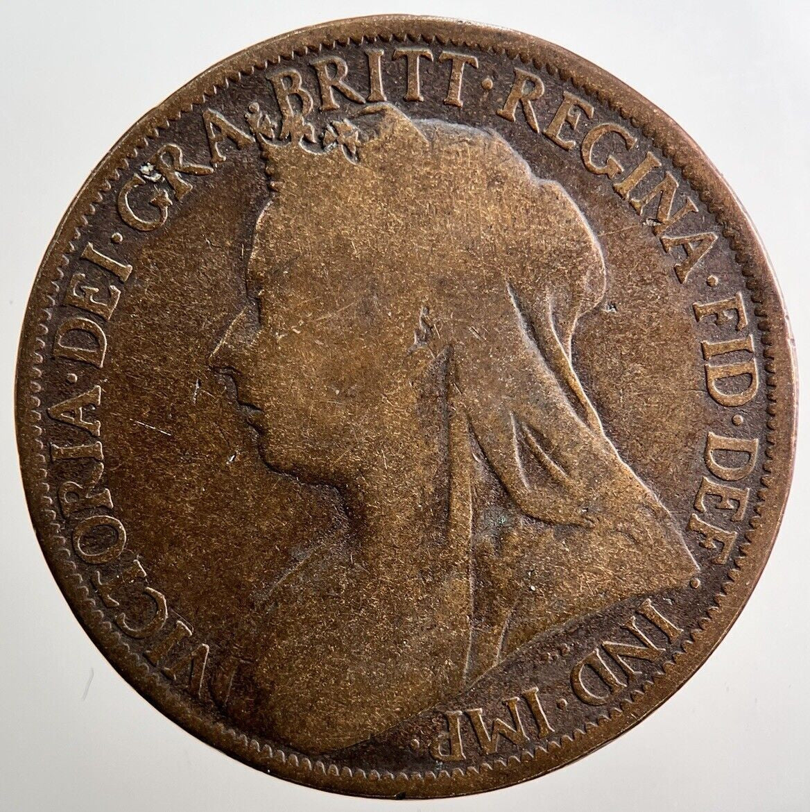 1897 Victoria One Penny Coin | Fair Grade | a3379