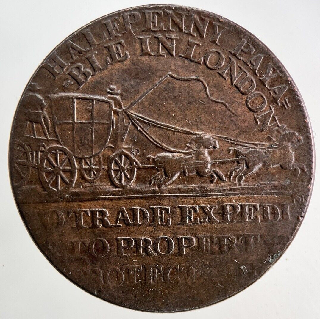 Payable In London Token Half - Penny Coin | Fine Collectable Grade