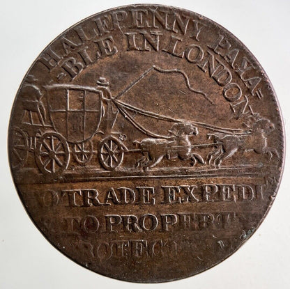 Payable In London Token Half - Penny Coin | Fine Collectable Grade