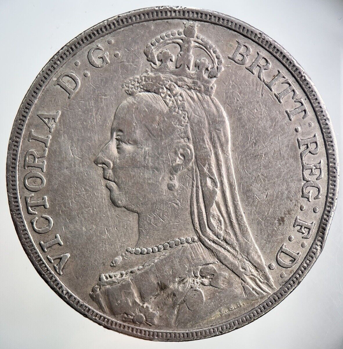 1892 Jubilee Head Victoria Crown Silver Coin | Fine Collectable Grade | a3466