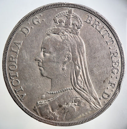 1892 Jubilee Head Victoria Crown Silver Coin | Fine Collectable Grade | a3466