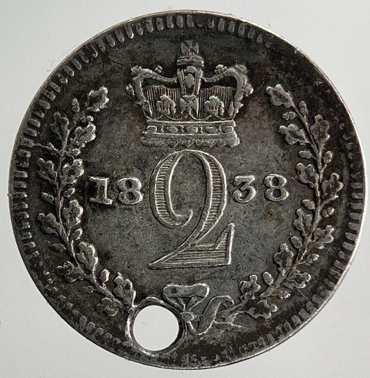 1838 Victoria Maundy Two - Pence Silver Coin | Fine Collectable Grade