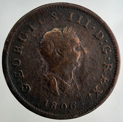 1806 George III 3rd Half-Penny Coin | Fine Collectable Grade