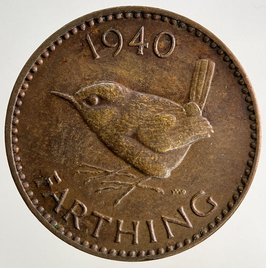 1940 George VI Wren Farthing Coin | Fine Collectable Grade