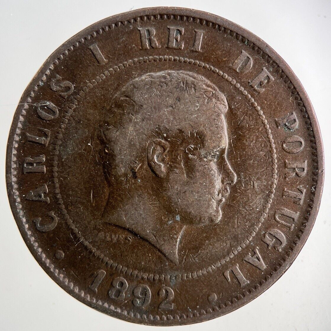 1892 Portugal XX 20 Reis Coin | Fine Collectable Grade