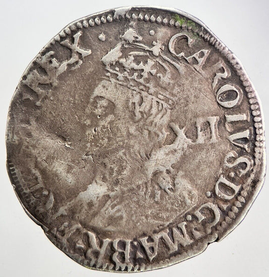 1625 - 49 Charles I 1st Bell Mint Mark Shilling Silver Hammered Coin | a5982