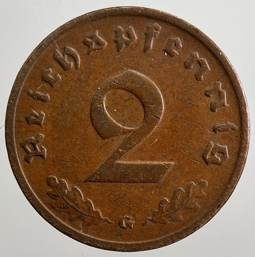 1939 - G Germany Nazi 2 Pfennig Coin | Fine Collectable Grade | a418
