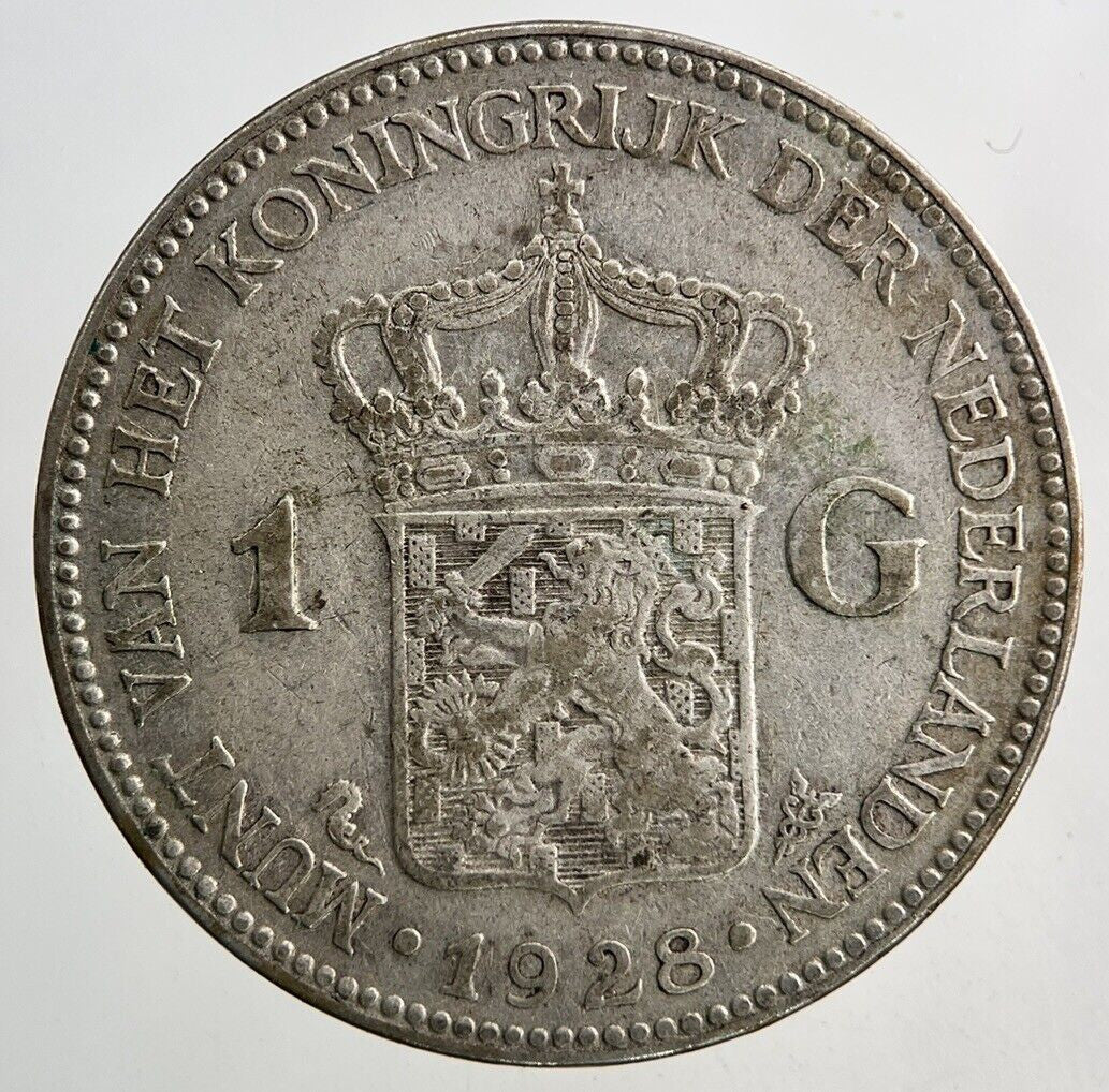 1928 Netherlands 1 Gulden Silver Coin | Fine Collectable Grade