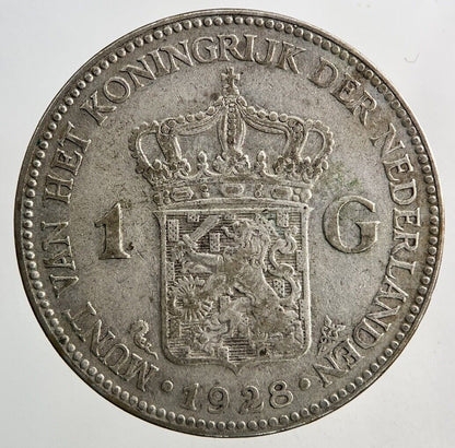 1928 Netherlands 1 Gulden Silver Coin | Fine Collectable Grade
